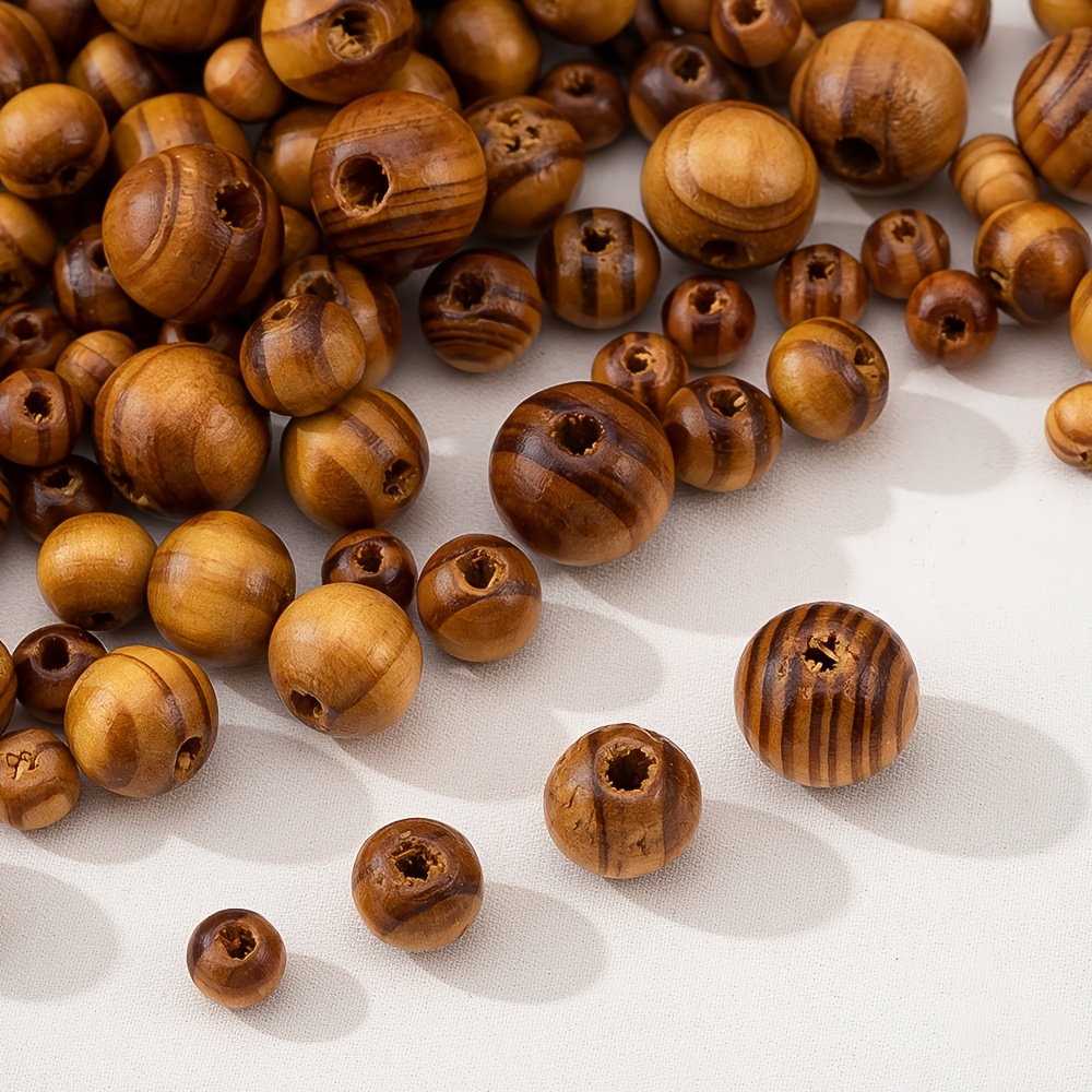 New Chinese Style Pine Wood Grain Round Beads for DIY